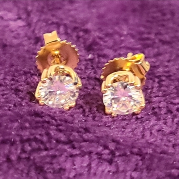 14k Moissanite Yellow Gold Over Sterling Silver Stud Earrings 1.00ctw DEW - Picture 8 of 8
